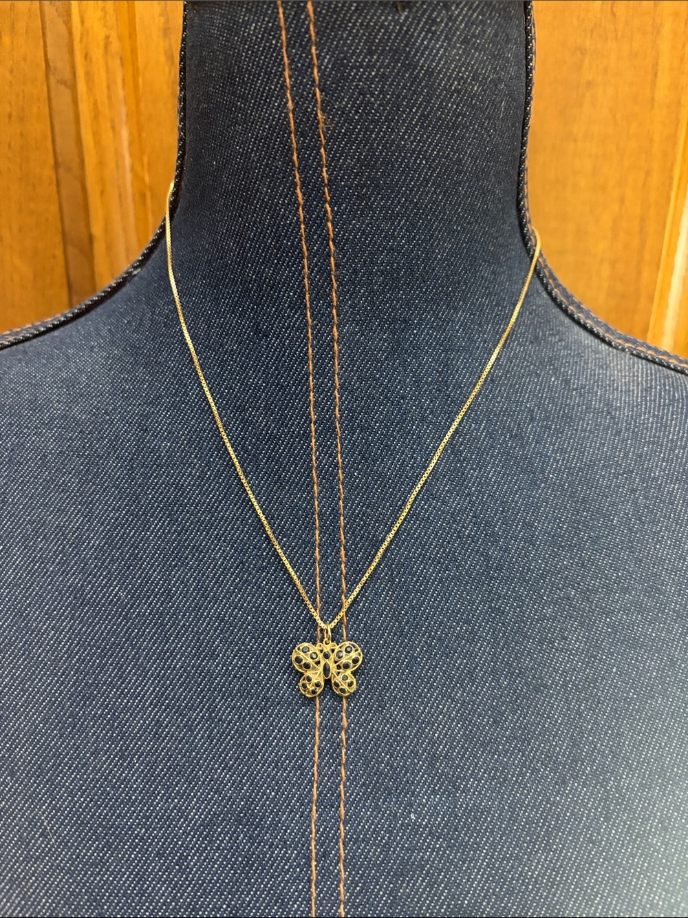 14K HMS Gold Butterfly Pendant Necklace - Elegant Women’s Jewelry
